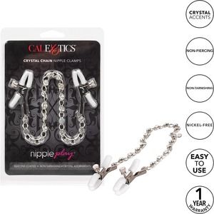 CalExotics Exotics Novelties Nipple Play Crystal Chain Nipple Clamps